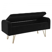 Sabel Storage Ottoman/Bench in with Gold Leg