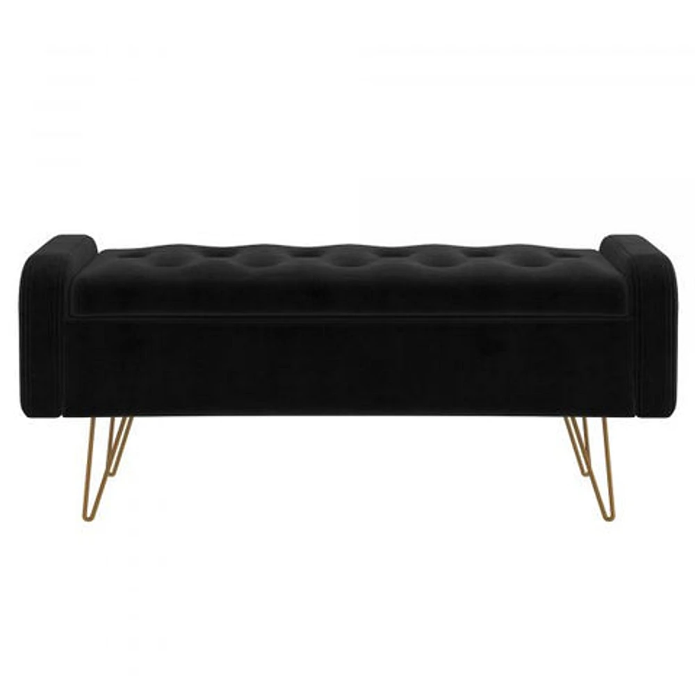 Sabel Storage Ottoman/Bench in with Gold Leg