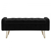 Sabel Storage Ottoman/Bench in with Gold Leg