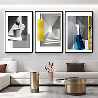 Valiant Set of 3 Alloy Matt - Black Frame Wall Art