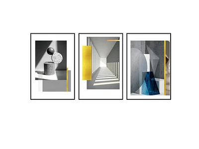 Valiant Set of 3 Alloy Matt - Black Frame Wall Art