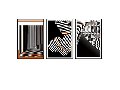 City Living Set of 3 Alloy Matt - Black Frame Wall Art