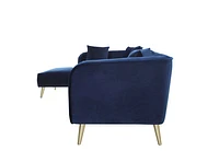 Maja Velvet Sectional-Royal Blue - Greater Vancouver Furniture