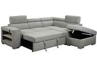 Guido Sleeper Sectional w/Storage Ottoman-Right Chaise-Grey