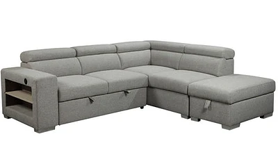 Guido Sleeper Sectional w/Storage Ottoman-Right Chaise-Grey