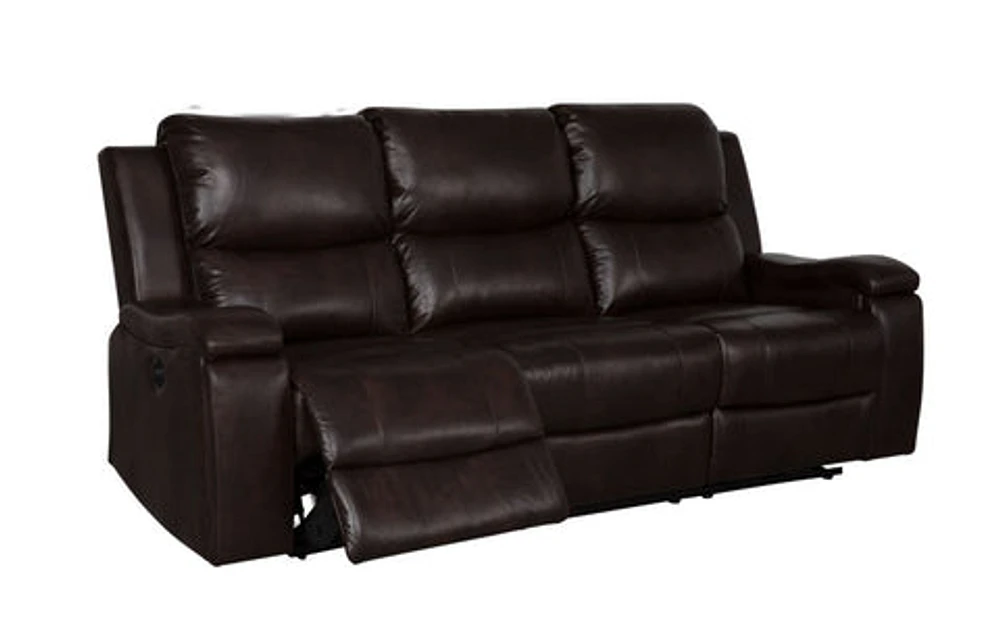 Clinton Power Recliner Sofa - Dark Brown Leather Gel