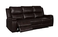 Clinton Power Recliner Sofa - Dark Brown Leather Gel