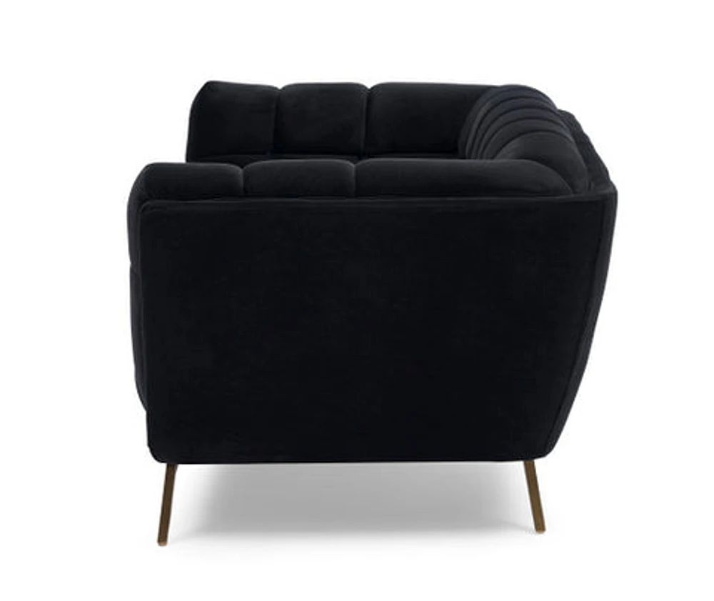 Yaletown Mid Century Accent Sofa - Velvet Black