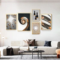 Tribeca Set of 5 Alloy Matt - Golden Frame Wall Art