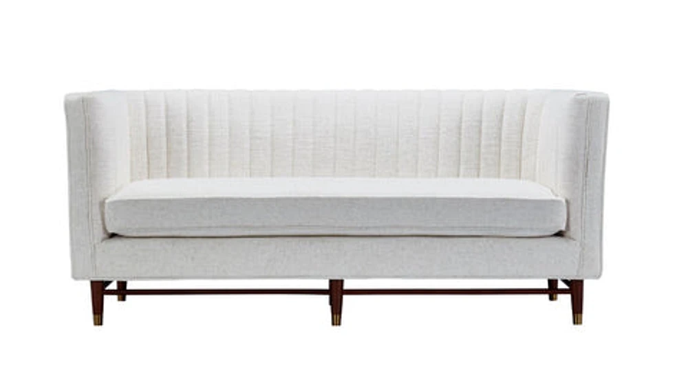 LUIGI Mid Century Fabric Loveseat - Stardust Ivory