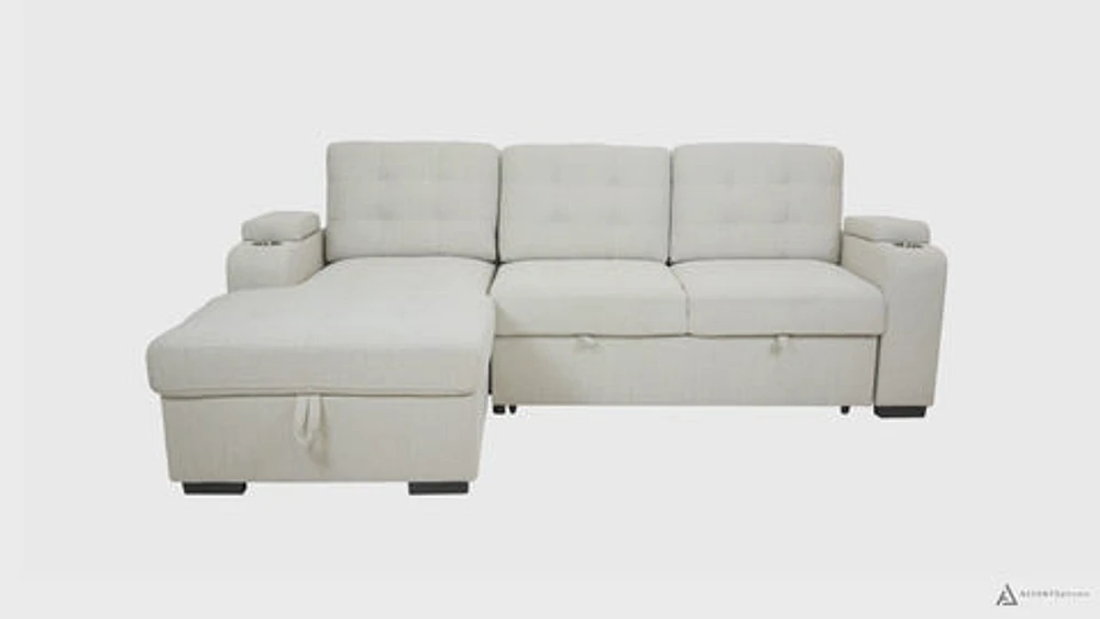 Alonso Sleeper Sectional Left Chaise with USB - Oatmeal