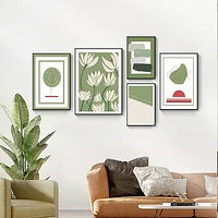 Bellisa Set of 5 Alloy Matt - Black Frame Wall Art