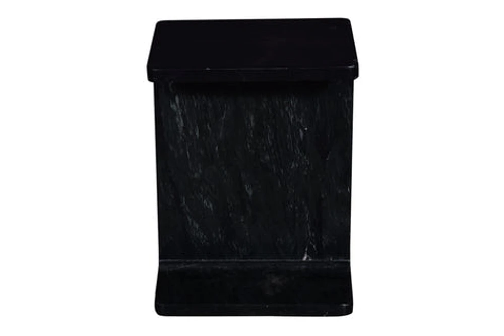 Alita Black Marble End Table