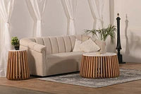 Floor Model Alder Round Marble Coffee Table Natural