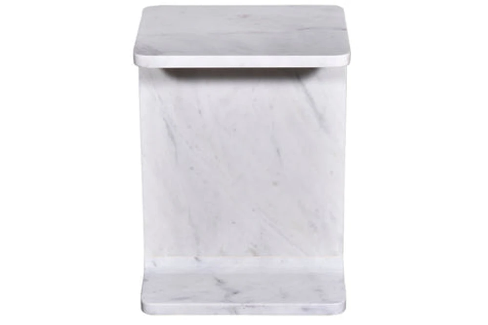 Alita White Marble End Table