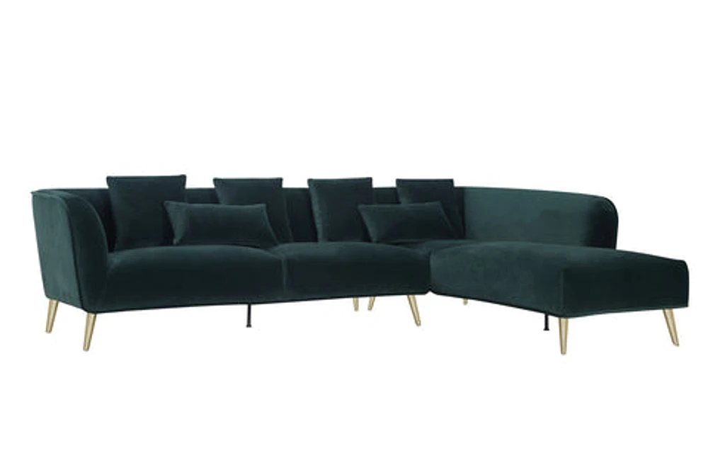 Maja Velvet Sectional - Emerald Green Greater Vancouver Furniture