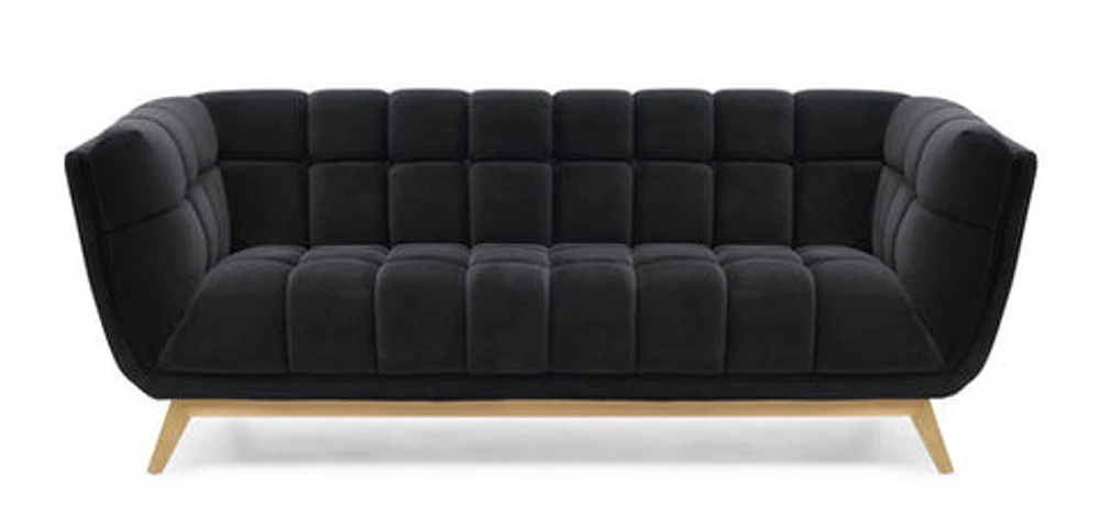 Yaletown Mid Century Accent Sofa - Velvet Black