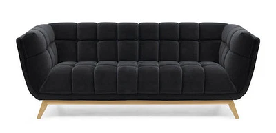 Yaletown Mid Century Accent Sofa - Velvet Black