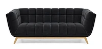 Yaletown Mid Century Accent Sofa - Velvet Black