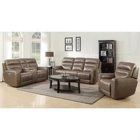 Marcella Genuine Leather Power Recliner Loveseat With Console