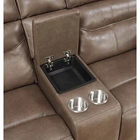 Marcella Genuine Leather Power Recliner Loveseat With Console