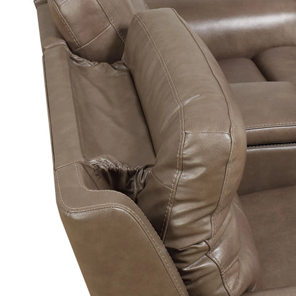 Floor Model Marcella Genuine Leather Power Recliner Loveseat With Cons