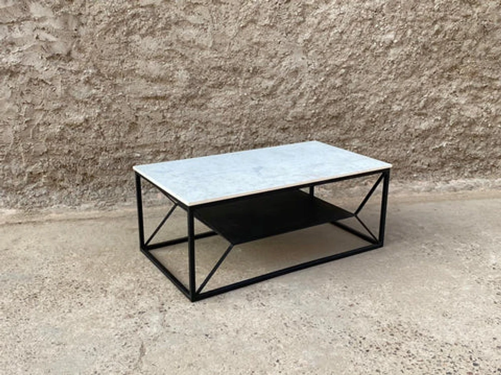 Sasha Coffee Table Marble & Black Metal Legs