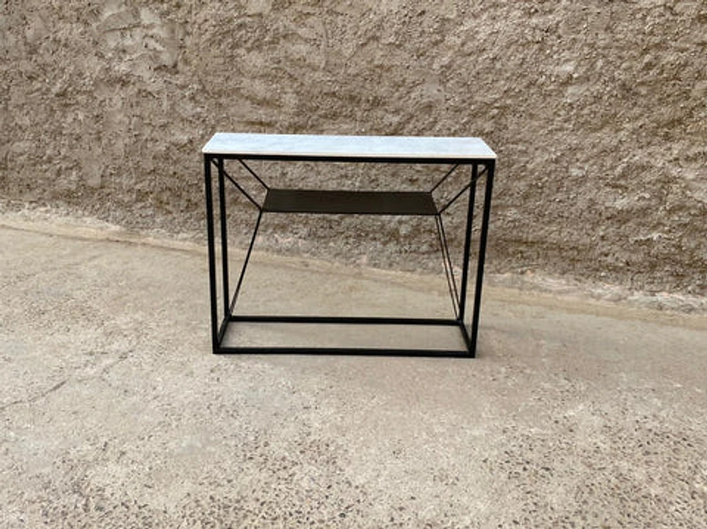 SASHA NARROW MARBLE & METAL CONSOLE TABLE