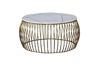 KATYA GOLD ROUND MARBLE COFFEE TABLE WIRE METAL BASE