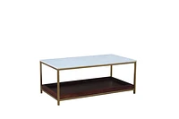 BRINT IRON ACACIA WOOD WITH MARBLE TOP COFFEE TABLE