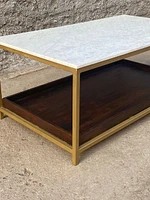 BRINT IRON ACACIA WOOD WITH MARBLE TOP COFFEE TABLE