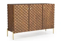 Palma Solid Mango Wood Sideboard Honeycomb Brass