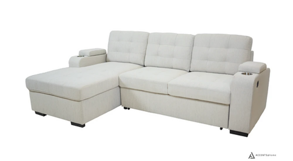 Alonso Sleeper Sectional Left Chaise with USB - Oatmeal