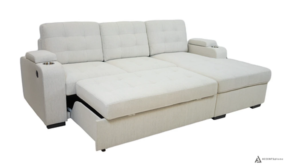 Alonso Sleeper Sectional Right Chaise with USB - Oatmeal