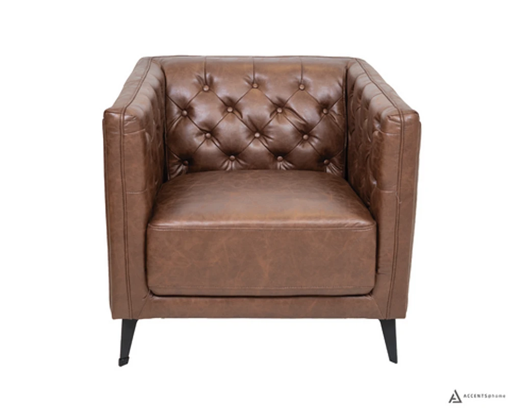 Arianna Faux Leather Chair - Mocha