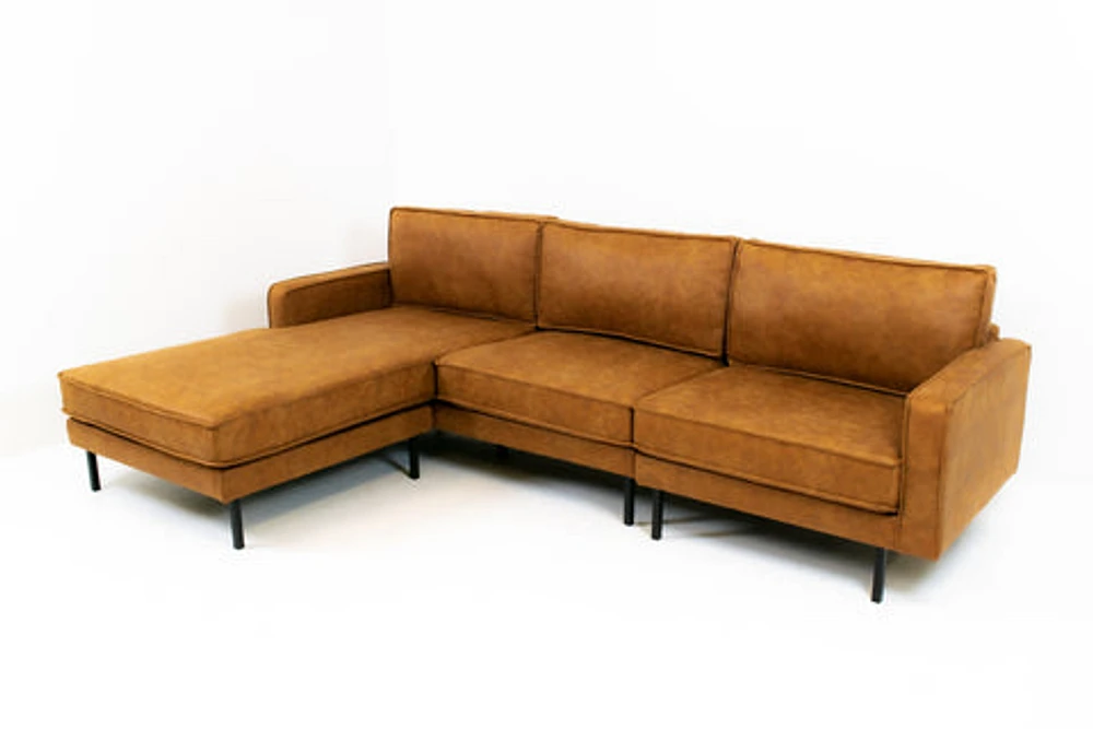 Beaumont Mid Century Reversible Sectional - Tan Brown