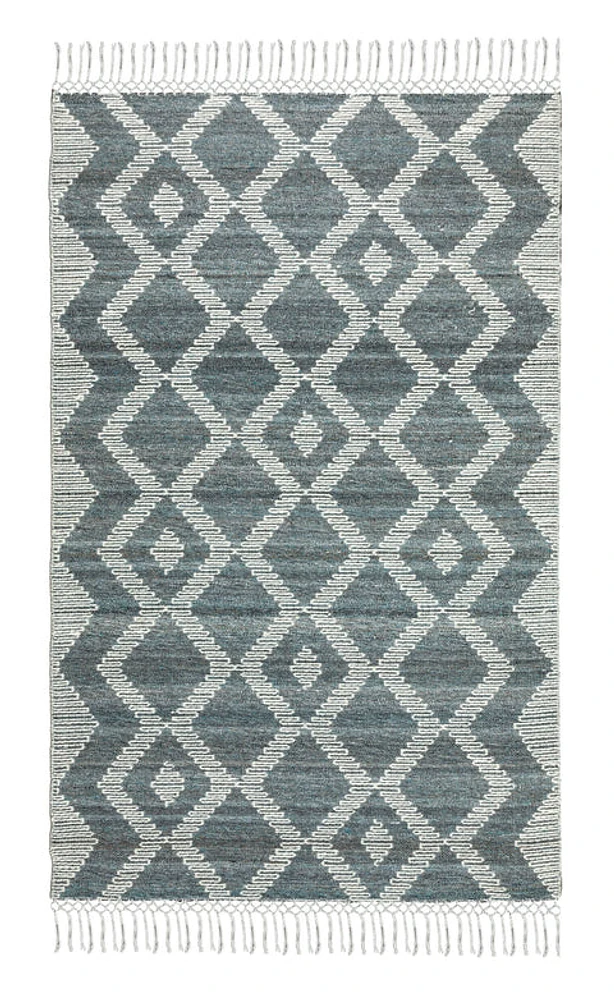 BATIM MACHINE WOVEN RUG IVORY/TEAL