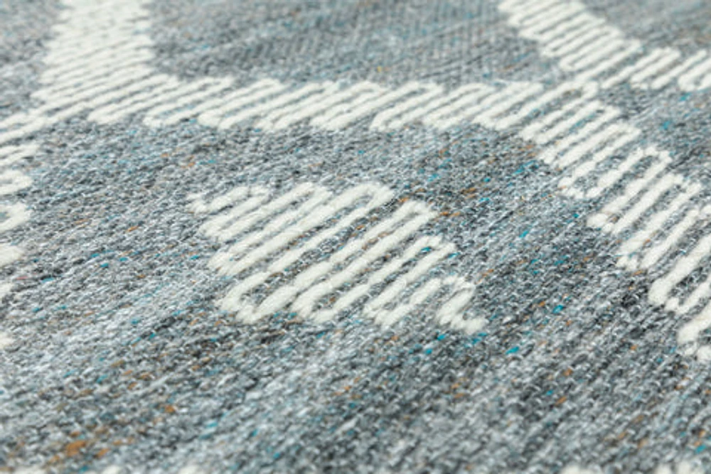 BATIM MACHINE WOVEN RUG IVORY/TEAL