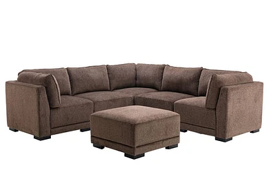 Bjork Fabric Modular Sectional 6Pc Brown Chenille