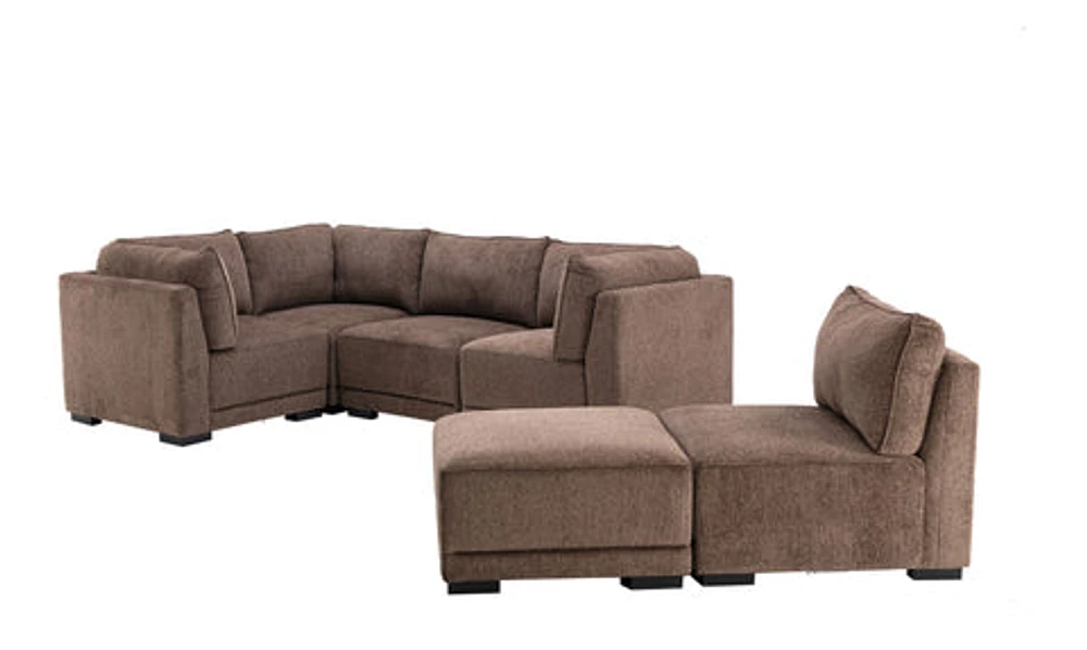 Bjork Fabric Modular Sectional 6Pc Brown Chenille