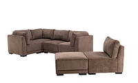 Bjork Fabric Modular Sectional 6Pc Brown Chenille