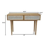 Cane Console Table - Natural