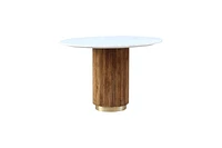 Ellington 44” Wooden Round Dining Table with Marble Top