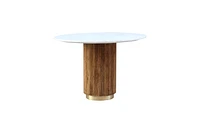 Ellington 44” Wooden Round Dining Table with Marble Top