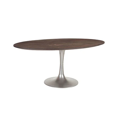 Aspen Oval Dining Table with Silver Base - Vinegar Matte