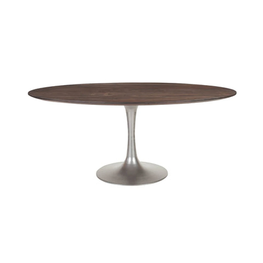 Aspen Oval Dining Table with Silver Base - Vinegar Matte