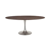 Aspen Oval Dining Table with Silver Base - Vinegar Matte