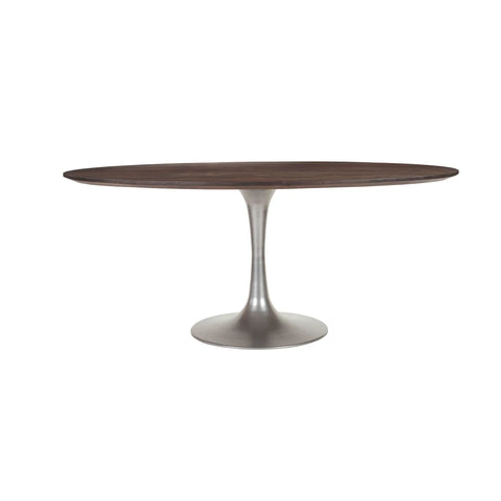 Aspen Oval Dining Table with Silver Base - Vinegar Matte