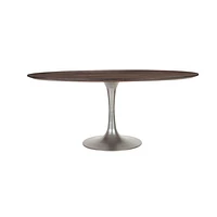 Aspen Oval Dining Table with Silver Base - Vinegar Matte