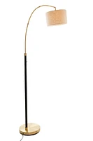 Stanley Black and Antique Brass Arc Floor Lamp